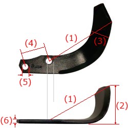 コバシロータリーDH、DHE、ML、PK、PKE用　砕土Z爪　A2396Z相当　サイズ図